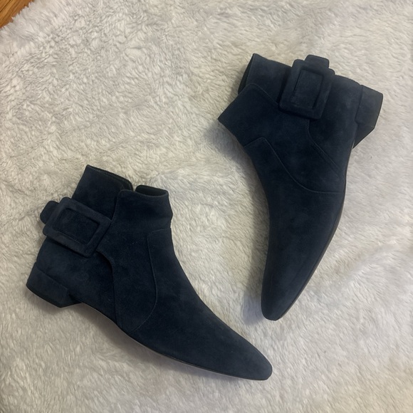 Roger Vivier Navy Suede Ankle Boots - Picture 9 of 10